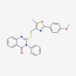 molecular formula C26H21N3O3S B2918124 2-(((2-(4-methoxyphenyl)-5-methyloxazol-4-yl)methyl)thio)-3-phenylquinazolin-4(3H)-one CAS No. 1114878-30-6