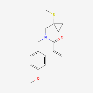 molecular formula C16H21NO2S B2918133 N-[(4-Methoxyphenyl)methyl]-N-[(1-methylsulfanylcyclopropyl)methyl]prop-2-enamide CAS No. 2411272-25-6