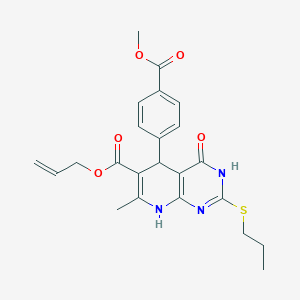 molecular formula C23H25N3O5S B2918137 Allyl 5-(4-(methoxycarbonyl)phenyl)-7-methyl-4-oxo-2-(propylthio)-3,4,5,8-tetrahydropyrido[2,3-d]pyrimidine-6-carboxylate CAS No. 878905-20-5