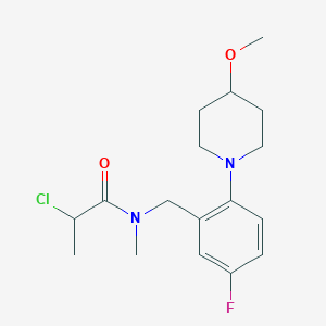 2-Chloro-N-[[5-fluoro-2-(4-methoxypiperidin-1-yl)phenyl]methyl]-N-methylpropanamide