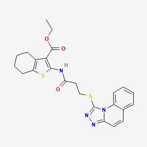 Ethyl 2-(3-([1,2,4]triazolo[4,3-a]quinolin-1-ylthio)propanamido)-4,5,6,7-tetrahydrobenzo[b]thiophene-3-carboxylate