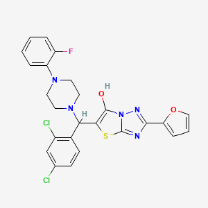 molecular formula C25H20Cl2FN5O2S B2918157 5-((2,4-Dichlorophenyl)(4-(2-fluorophenyl)piperazin-1-yl)methyl)-2-(furan-2-yl)thiazolo[3,2-b][1,2,4]triazol-6-ol CAS No. 887222-96-0