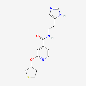 molecular formula C15H18N4O2S B2918160 N-(2-(1H-imidazol-4-yl)ethyl)-2-((tetrahydrothiophen-3-yl)oxy)isonicotinamide CAS No. 2034498-54-7