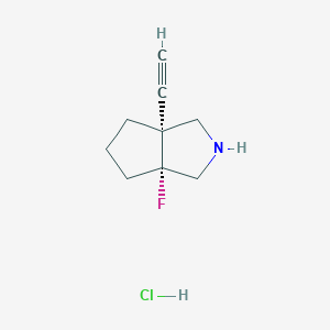 molecular formula C9H13ClFN B2918167 (3Ar,6aR)-6a-ethynyl-3a-fluoro-1,2,3,4,5,6-hexahydrocyclopenta[c]pyrrole;hydrochloride CAS No. 2402789-03-9