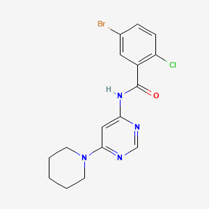 molecular formula C16H16BrClN4O B2918168 5-溴-2-氯-N-(6-(哌啶-1-基)嘧啶-4-基)苯甲酰胺 CAS No. 1396637-10-7