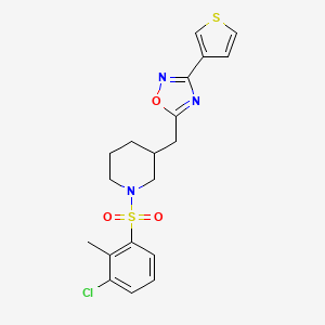 5-((1-((3-Chloro-2-methylphenyl)sulfonyl)piperidin-3-yl)methyl)-3-(thiophen-3-yl)-1,2,4-oxadiazole