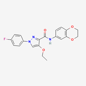 molecular formula C20H18FN3O4 B2918201 N-(2,3-二氢苯并[b][1,4]二氧杂环-6-基)-4-乙氧基-1-(4-氟苯基)-1H-吡唑-3-甲酰胺 CAS No. 1210136-16-5