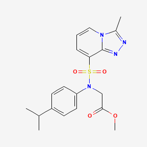 molecular formula C19H22N4O4S B2918207 methyl 2-(N-(4-isopropylphenyl)-3-methyl-[1,2,4]triazolo[4,3-a]pyridine-8-sulfonamido)acetate CAS No. 1251547-34-8