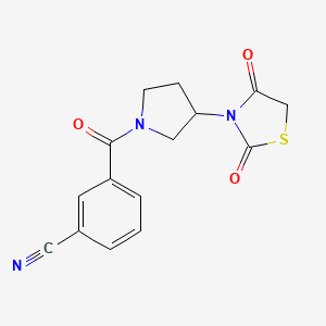 molecular formula C15H13N3O3S B2918208 3-(3-(2,4-二氧噻唑烷-3-基)吡咯烷-1-羰基)苯甲腈 CAS No. 1903343-30-5