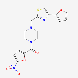 molecular formula C17H16N4O5S B2918227 (4-((4-(Furan-2-yl)thiazol-2-yl)methyl)piperazin-1-yl)(5-nitrofuran-2-yl)methanone CAS No. 1105198-61-5