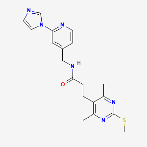 molecular formula C19H22N6OS B2918231 3-[4,6-dimethyl-2-(methylsulfanyl)pyrimidin-5-yl]-N-{[2-(1H-imidazol-1-yl)pyridin-4-yl]methyl}propanamide CAS No. 1241226-41-4