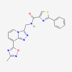 molecular formula C20H15N7O2S B2918234 N-((8-(3-methyl-1,2,4-oxadiazol-5-yl)-[1,2,4]triazolo[4,3-a]pyridin-3-yl)methyl)-2-phenylthiazole-4-carboxamide CAS No. 2034438-91-8