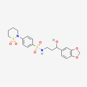 N-(3-(benzo[d][1,3]dioxol-5-yl)-3-hydroxypropyl)-4-(1,1-dioxido-1,2-thiazinan-2-yl)benzenesulfonamide