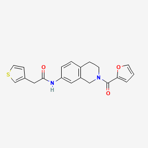 molecular formula C20H18N2O3S B2918239 N-(2-(furan-2-carbonyl)-1,2,3,4-tetrahydroisoquinolin-7-yl)-2-(thiophen-3-yl)acetamide CAS No. 1448058-66-9
