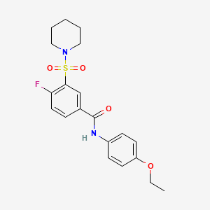 molecular formula C20H23FN2O4S B2918241 N-(4-乙氧基苯基)-4-氟-3-(哌啶-1-基磺酰基)苯甲酰胺 CAS No. 451504-37-3