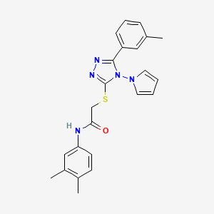 molecular formula C23H23N5OS B2918245 N-(3,4-二甲苯基)-2-{[5-(3-甲苯基)-4-(1H-吡咯-1-基)-4H-1,2,4-三唑-3-基]硫代}乙酰胺 CAS No. 898371-81-8