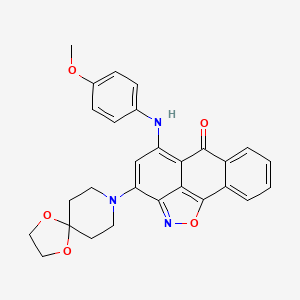 molecular formula C28H25N3O5 B2918248 5-((4-methoxyphenyl)amino)-3-(1,4-dioxa-8-azaspiro[4.5]decan-8-yl)-6H-anthra[1,9-cd]isoxazol-6-one CAS No. 380889-98-5
