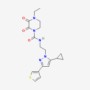 molecular formula C19H23N5O3S B2918259 N-(2-(5-cyclopropyl-3-(thiophen-3-yl)-1H-pyrazol-1-yl)ethyl)-4-ethyl-2,3-dioxopiperazine-1-carboxamide CAS No. 2034507-04-3