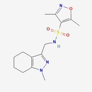 molecular formula C14H20N4O3S B2918277 3,5-dimethyl-N-((1-methyl-4,5,6,7-tetrahydro-1H-indazol-3-yl)methyl)isoxazole-4-sulfonamide CAS No. 1448072-71-6