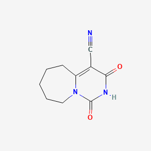 molecular formula C10H11N3O2 B2918286 1,3-dioxo-1H,2H,3H,5H,6H,7H,8H,9H-pyrimido[1,6-a]azepine-4-carbonitrile CAS No. 380344-28-5
