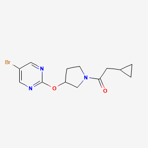 molecular formula C13H16BrN3O2 B2918299 1-{3-[(5-Bromopyrimidin-2-yl)oxy]pyrrolidin-1-yl}-2-cyclopropylethan-1-one CAS No. 2097884-58-5