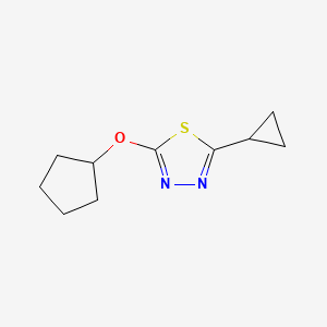 molecular formula C10H14N2OS B2918302 2-(Cyclopentyloxy)-5-cyclopropyl-1,3,4-thiadiazole CAS No. 2195880-00-1