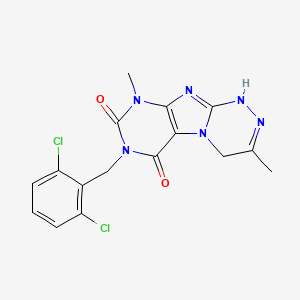 molecular formula C16H14Cl2N6O2 B2918303 7-(2,6-dichlorobenzyl)-3,9-dimethyl-1,4-dihydro[1,2,4]triazino[3,4-f]purine-6,8(7H,9H)-dione CAS No. 919008-37-0