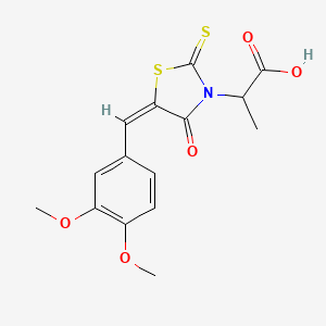 molecular formula C15H15NO5S2 B2918327 2-[(5E)-5-[(3,4-dimethoxyphenyl)methylidene]-4-oxo-2-sulfanylidene-1,3-thiazolidin-3-yl]propanoic acid CAS No. 306323-57-9