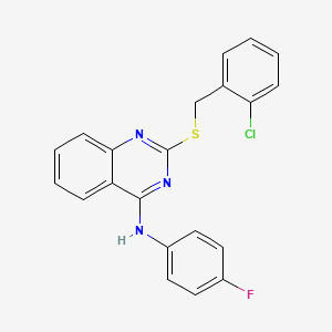 molecular formula C21H15ClFN3S B2918345 2-[(2-chlorophenyl)methylsulfanyl]-N-(4-fluorophenyl)quinazolin-4-amine CAS No. 688355-70-6