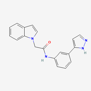 molecular formula C19H16N4O B2918350 2-(1H-indol-1-yl)-N-[3-(1H-pyrazol-3-yl)phenyl]acetamide CAS No. 1206992-06-4