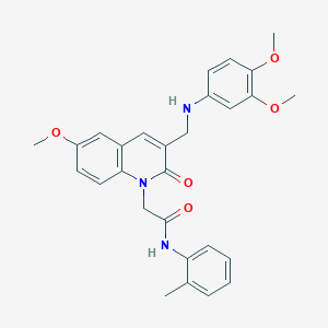 2-(3-(((3,4-dimethoxyphenyl)amino)methyl)-6-methoxy-2-oxoquinolin-1(2H)-yl)-N-(o-tolyl)acetamide