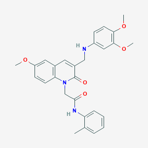 2-(3-{[(3,4-dimethoxyphenyl)amino]methyl}-6-methoxy-2-oxo-1,2-dihydroquinolin-1-yl)-N-(2-methylphenyl)acetamide