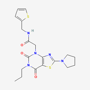 molecular formula C19H23N5O3S2 B2918367 N-(4-fluorophenyl)-2-{[4-(methylthio)phenyl]amino}pyridine-3-sulfonamide CAS No. 1115867-86-1