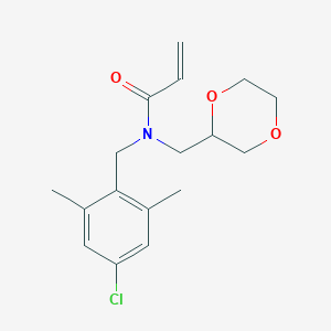 molecular formula C17H22ClNO3 B2918375 N-[(4-Chloro-2,6-dimethylphenyl)methyl]-N-(1,4-dioxan-2-ylmethyl)prop-2-enamide CAS No. 2411242-39-0