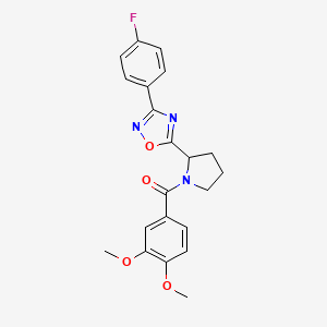 molecular formula C21H20FN3O4 B2918385 5-[1-(3,4-Dimethoxybenzoyl)pyrrolidin-2-yl]-3-(4-fluorophenyl)-1,2,4-oxadiazole CAS No. 1798453-89-0