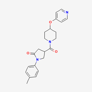 molecular formula C22H25N3O3 B2918397 4-(4-(Pyridin-4-yloxy)piperidine-1-carbonyl)-1-(p-tolyl)pyrrolidin-2-one CAS No. 2034322-42-2