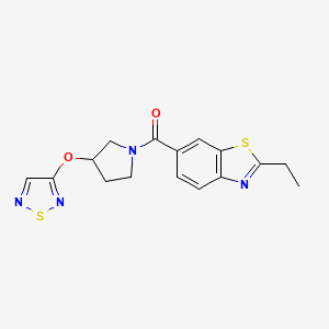 molecular formula C16H16N4O2S2 B2918407 (3-((1,2,5-Thiadiazol-3-yl)oxy)pyrrolidin-1-yl)(2-ethylbenzo[d]thiazol-6-yl)methanone CAS No. 2194908-60-4