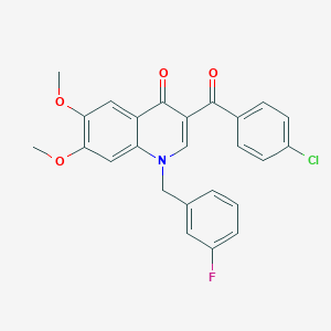 molecular formula C25H19ClFNO4 B2918419 3-(4-氯苯甲酰基)-1-(3-氟苄基)-6,7-二甲氧基喹啉-4(1H)-酮 CAS No. 866809-29-2