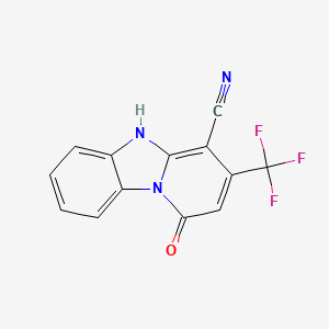 molecular formula C13H6F3N3O B2918422 1-Hydroxy-3-(trifluoromethyl)pyrido[1,2-a]benzimidazole-4-carbonitrile CAS No. 362602-12-8