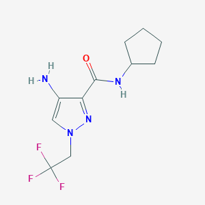 molecular formula C11H15F3N4O B2918427 4-Amino-N-cyclopentyl-1-(2,2,2-trifluoroethyl)-1H-pyrazole-3-carboxamide CAS No. 2101199-10-2