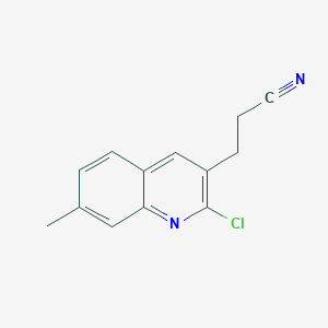 molecular formula C13H11ClN2 B2918432 3-(2-Chloro-7-methylquinolin-3-yl)propanenitrile CAS No. 727686-14-8