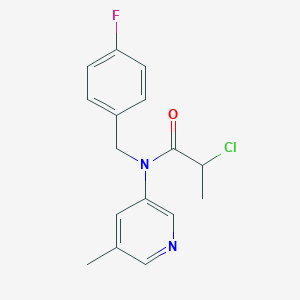 molecular formula C16H16ClFN2O B2918434 2-Chloro-N-[(4-fluorophenyl)methyl]-N-(5-methylpyridin-3-yl)propanamide CAS No. 2411261-85-1