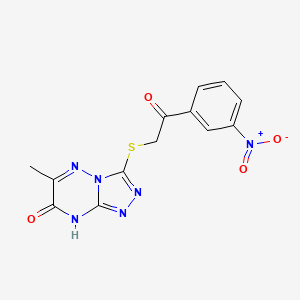 molecular formula C13H10N6O4S B2918438 2-[(7-Hydroxy-6-methyl[1,2,4]triazolo[4,3-b][1,2,4]triazin-3-yl)sulfanyl]-1-(3-nitrophenyl)ethanone CAS No. 898453-87-7