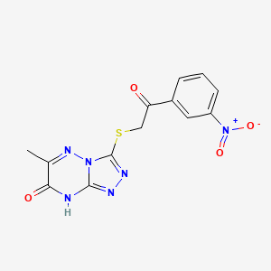 molecular formula C13H10N6O4S B2918438 2-[(7-羟基-6-甲基[1,2,4]三唑并[4,3-b][1,2,4]三嗪-3-基)硫代]-1-(3-硝基苯基)乙酮 CAS No. 898453-87-7