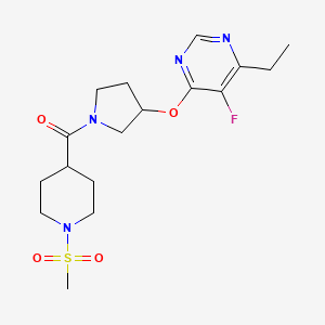 molecular formula C17H25FN4O4S B2918445 (3-((6-Ethyl-5-fluoropyrimidin-4-yl)oxy)pyrrolidin-1-yl)(1-(methylsulfonyl)piperidin-4-yl)methanone CAS No. 2034397-25-4
