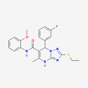 molecular formula C22H22FN5O2S B2918450 2-(ethylthio)-7-(3-fluorophenyl)-N-(2-methoxyphenyl)-5-methyl-4,7-dihydro-[1,2,4]triazolo[1,5-a]pyrimidine-6-carboxamide CAS No. 1021209-22-2