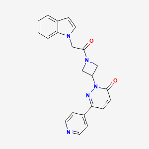 molecular formula C22H19N5O2 B2918459 2-[1-(2-Indol-1-ylacetyl)azetidin-3-yl]-6-pyridin-4-ylpyridazin-3-one CAS No. 2380190-63-4