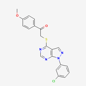 molecular formula C20H15ClN4O2S B2918466 2-[1-(3-Chlorophenyl)pyrazolo[3,4-d]pyrimidin-4-yl]sulfanyl-1-(4-methoxyphenyl)ethanone CAS No. 893922-43-5