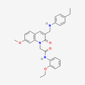 molecular formula C29H31N3O4 B2918468 N-(2-ethoxyphenyl)-2-(3-(((4-ethylphenyl)amino)methyl)-7-methoxy-2-oxoquinolin-1(2H)-yl)acetamide CAS No. 932359-31-4