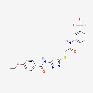 molecular formula C20H17F3N4O3S2 B2918472 4-ethoxy-N-(5-((2-oxo-2-((3-(trifluoromethyl)phenyl)amino)ethyl)thio)-1,3,4-thiadiazol-2-yl)benzamide CAS No. 868974-07-6